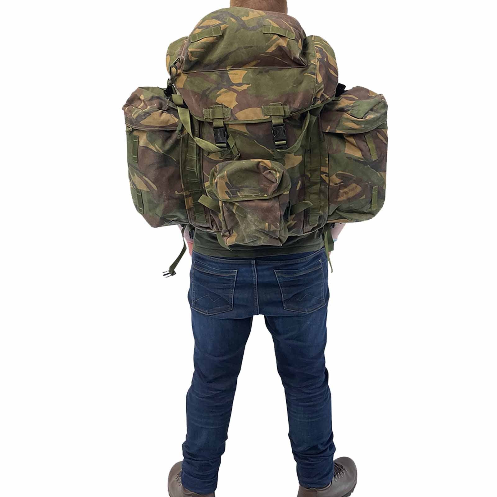 British Army 90L Short Back DPM Bergen With Side Pouches - Image 5