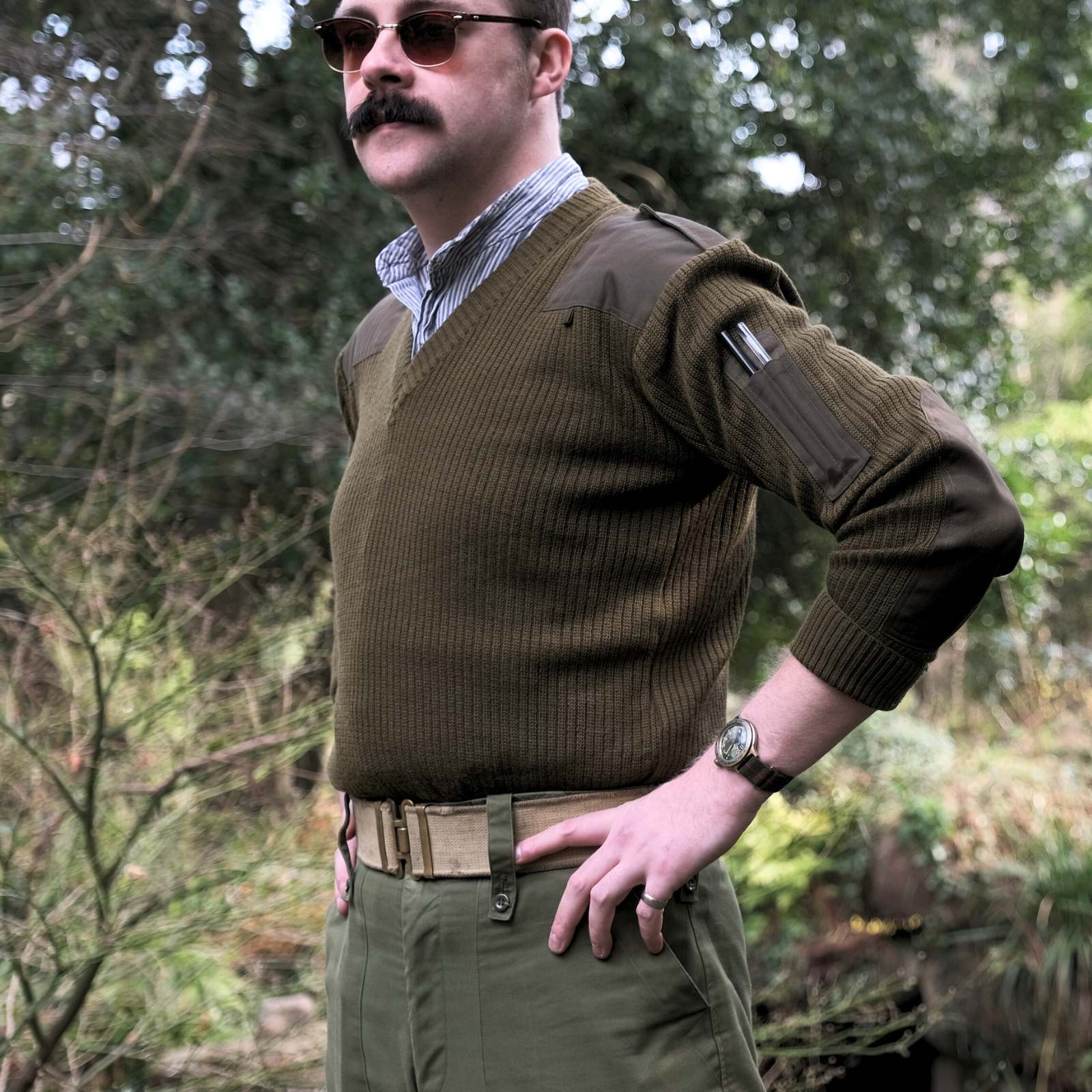 Italian Army V-Neck Wool Jumper - Image 4